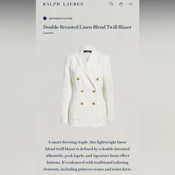 Lauren by Ralph Lauren Double-Breasted Linen-Blend Twill Blazer, RTR - Picture 5 of 14
